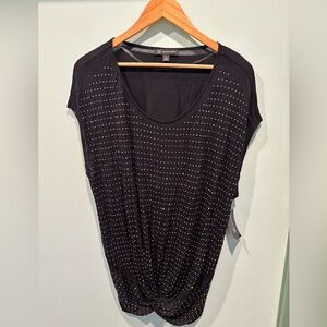 NWT INC International Concepts capped sleeve studded Tshirt